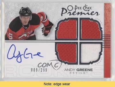 2007-08 O-Pee-Chee Premier Quad Memorabilia Andy Greene Rookie Auto RC READ 1j8