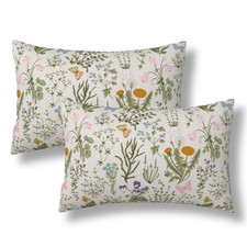 Spring Floral Lumbar Throw Pillow Covers 12x20 Set of 2 Sage Green Wild Flowe...