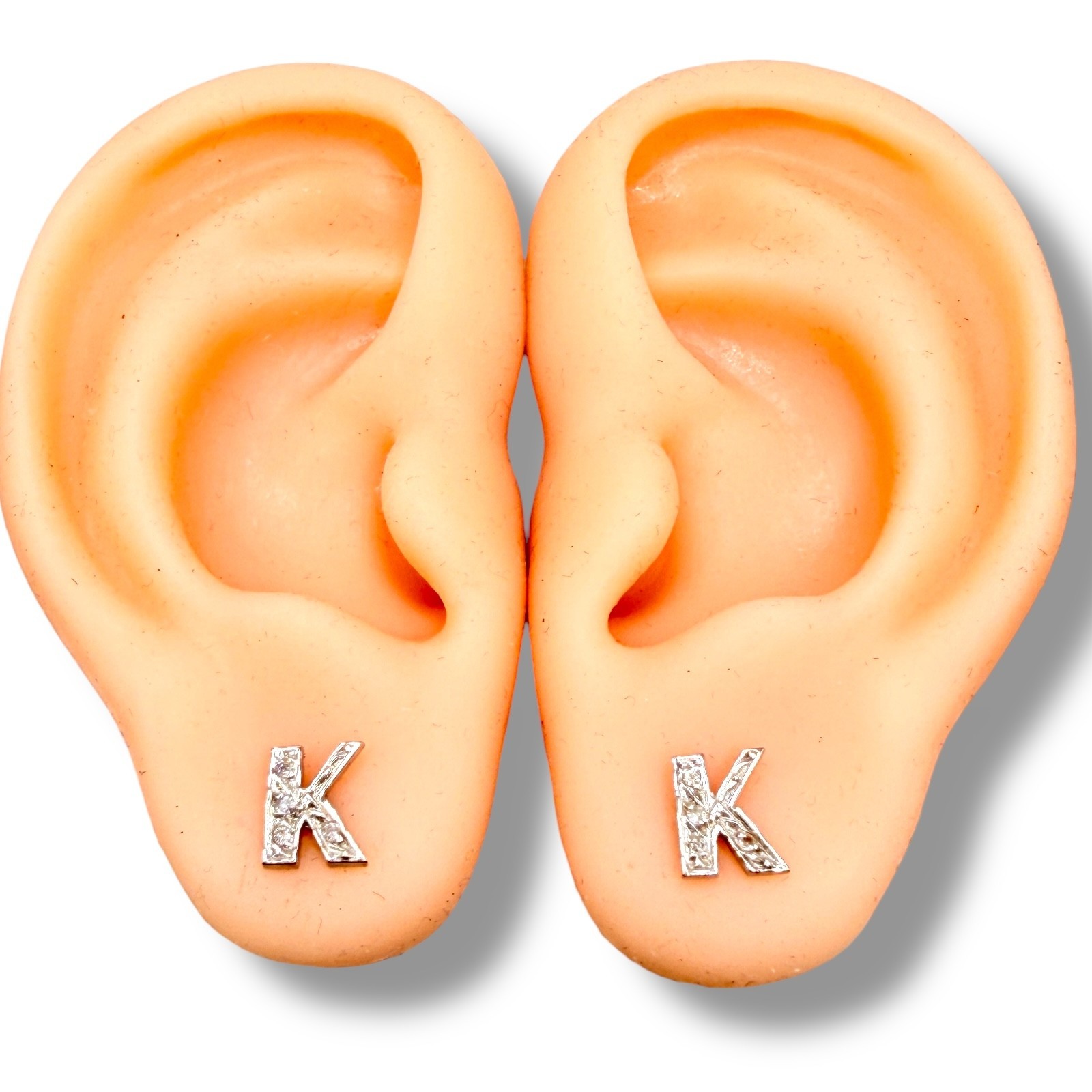 L Initial Block Letter Diamond Solid 14k White Go… - image 10