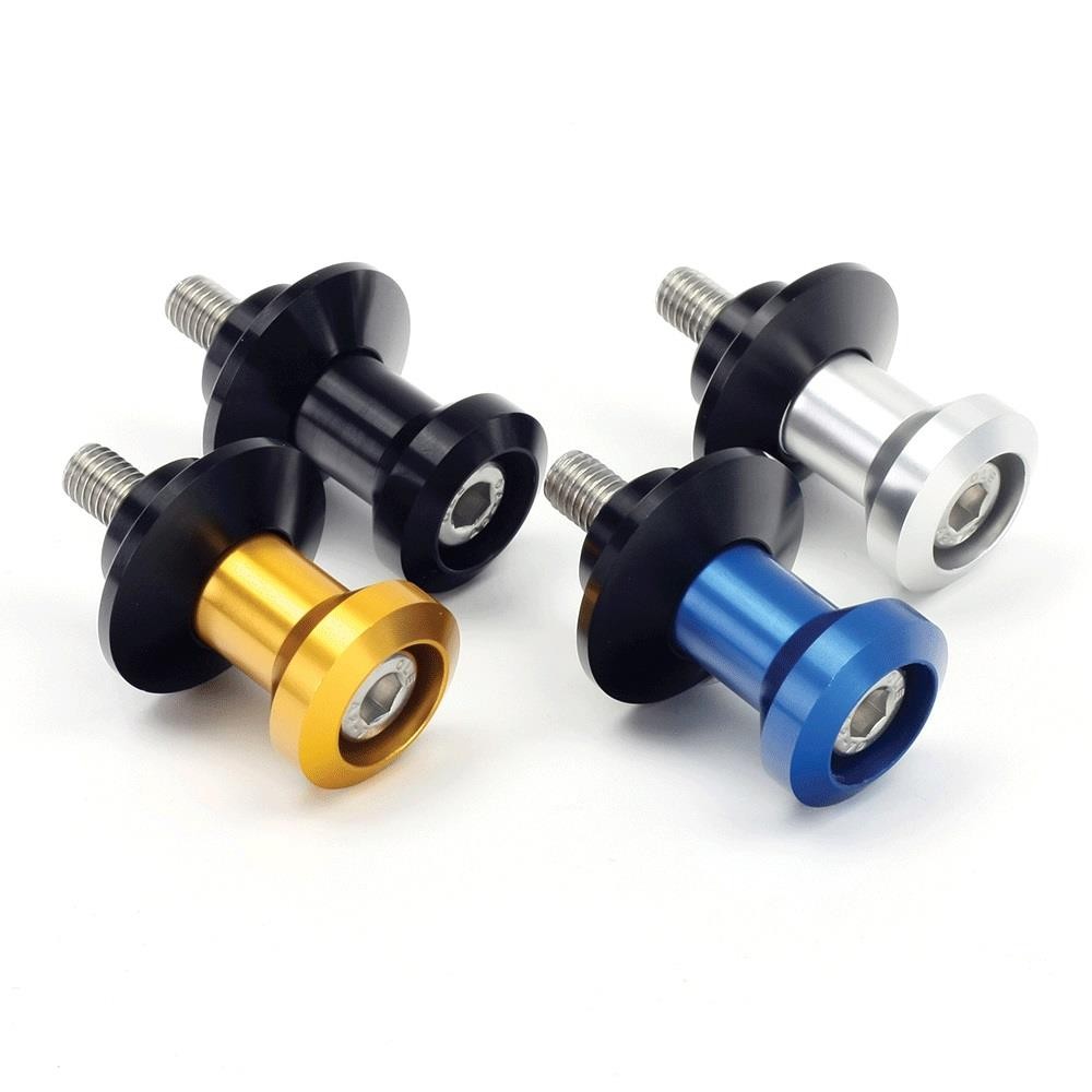 BikeTek Motorcycle Paddock Stand Bike Swing Arm Spools Black 6mm 1mm Pitch