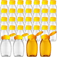 32 Pieces 5 oz Clear Plastic Honey Bottles Squeeze Honey Containers Jars Empty