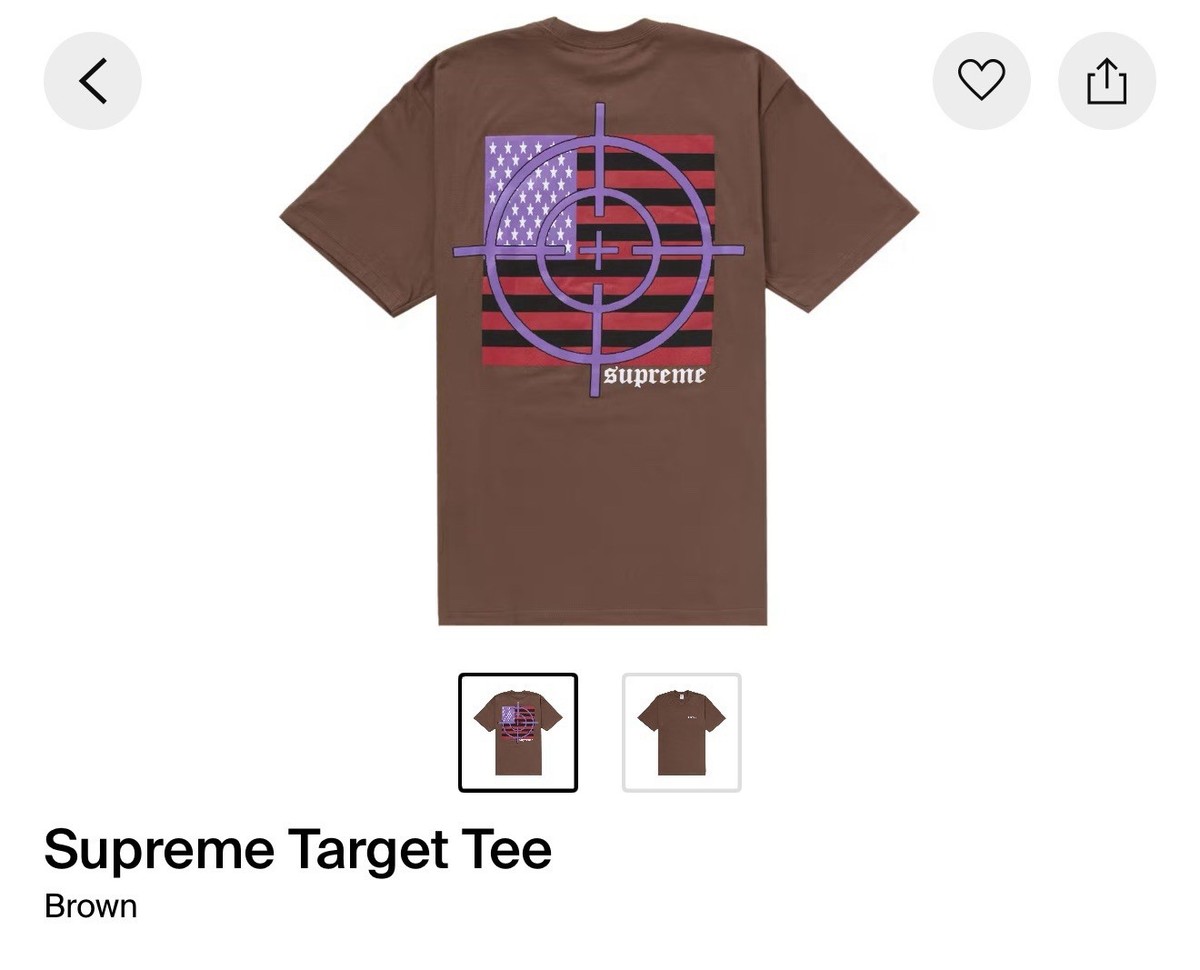 In Hand Supreme Target Tee Brown Size: L | eBay