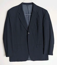 AMHERST & BROCK Vtg Blue Striped BLAZER SUIT COAT JACKET Men's 44L