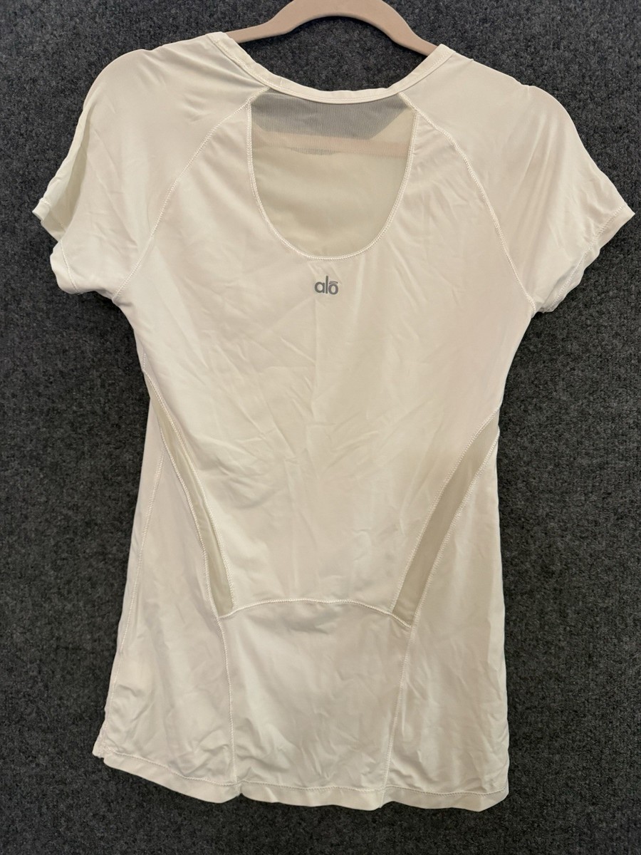 Alo Yoga Coolfit Solid Short Sleeve Mesh Back Cooling Athletic Tee