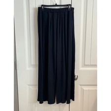 Cider Women's Black Ribbed Wide-Leg Pants Size 0XL