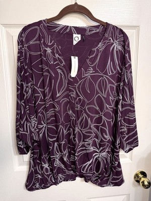 NWT Anthropologie Size L Akemi + Kin Plum Floral Dolman Sleeve Knit Top Blouse