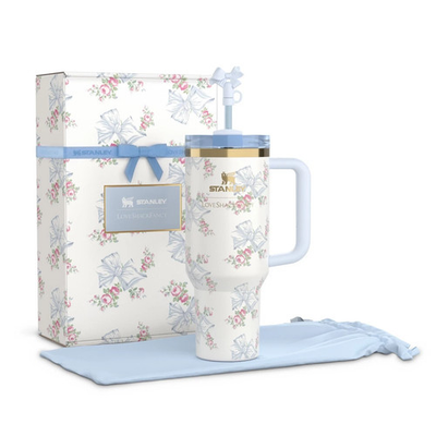 #ad Stanley X Tumbler Love Shack Fancy 40oz Holiday Rosa Beaux Blue Gift Box Cup $39.99