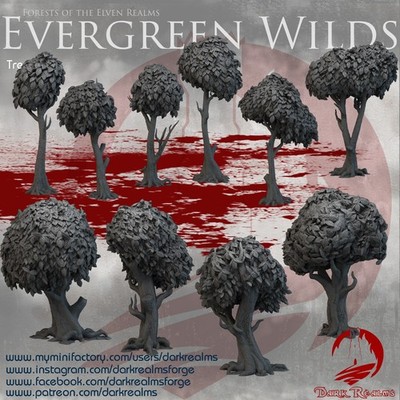 Evergreen Wilds Forest Trees Fantasy Tabletop Gelände, Wargaming 28mm