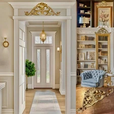 VTG Fleur de Lis Gold Wall Plaque French Country Elegant Architectural Pediment