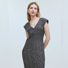 Madewell NWT Cap-Sleeve V-Neck Midi Dress in Floral Cupro Blend Size 00