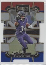 2023 Panini Select Concourse Red & Blue Prizm Die-Cut Keaton Mitchell #10 11oh