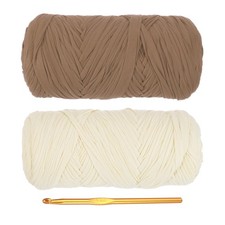T-Shirt Yarn for Crocheting, 2 Pack 400g/130 Yards Yarn Cream/Coffee Color 
