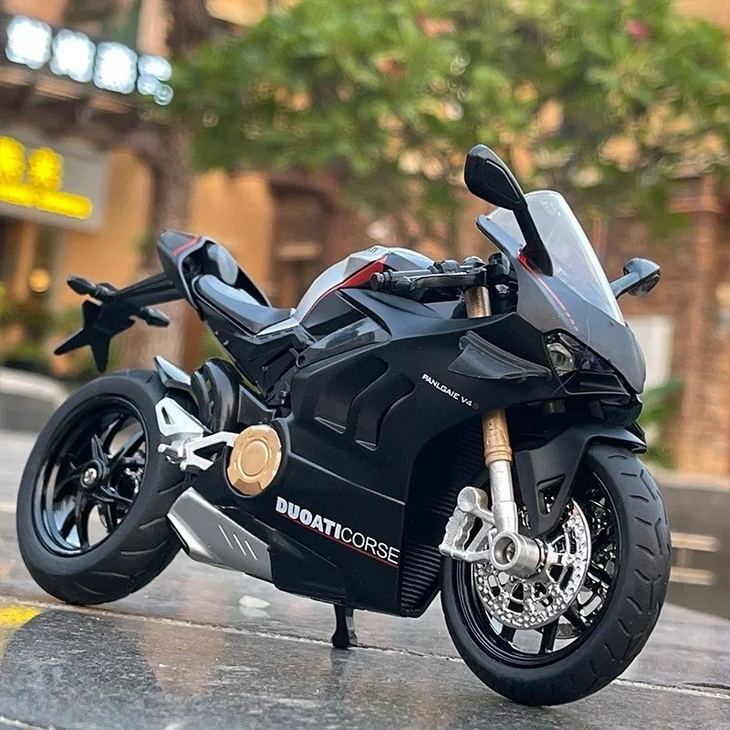 1:12 Ducati Panigale V4S Alloy Diecast Motorcycle Model Black w/ Sound & Light - Image 2 of 4