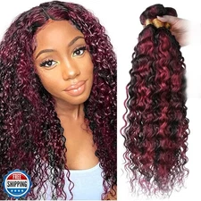 Vinmdonm Ombre Burgundy Bundles P1B99J Deep Wave 3 Bundles 26 28 