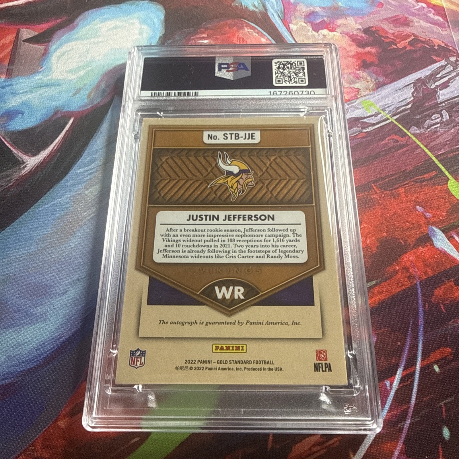 2022 Panini Gold Standard Setting the Bar Justin Jefferson Auto /49 PSA 9 Viking view 2