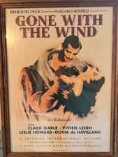 Vintage Gone With The Wind Movie Poster Framed Clark Gable Vivien Leigh MGM Art
