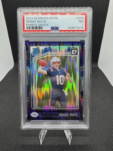 2024 Panini Donruss Optic - Rated Rookie Drake Maye #229 Purple Shock (RC) PSA 7