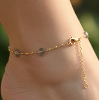 Elegant Gold Tone Heart Anklet 18K Gold Plated Minimalist Chain Anklet For Women