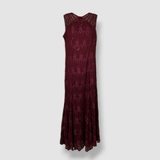 R M Richards Women's Red Sequin Lace Crewneck Sleeveless Gown Dress Size 16