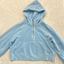 Lululemon Women s Blue Hooded 1/2 Zip Pullover Hoodie XS Activewear Scuba