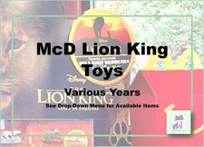 McDonald's Disney Lion King Toys-Various Years-Pick 