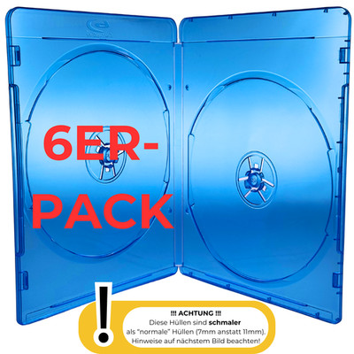 6 Blu-ray Leerhüllen 7mm slim für je 2 BD / CD / DVD blau Hülle Box Case Leerbox