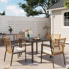 5 Pieces Outdoor Patio Dining Set, Wicker Patio Furniture Set of 4 Chairs with