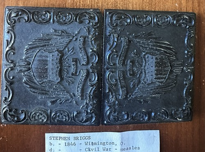 #ad ID#x27;d Man in Patriotic Case Died of Measles Civil War 1 9 Tintype Photo Soldier $350.00