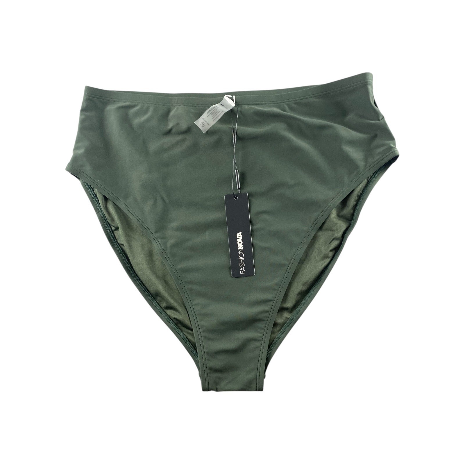 Fashion Nova Olive Green High Waisted Bikini Bottoms 3X - Full Coverage Swimwear