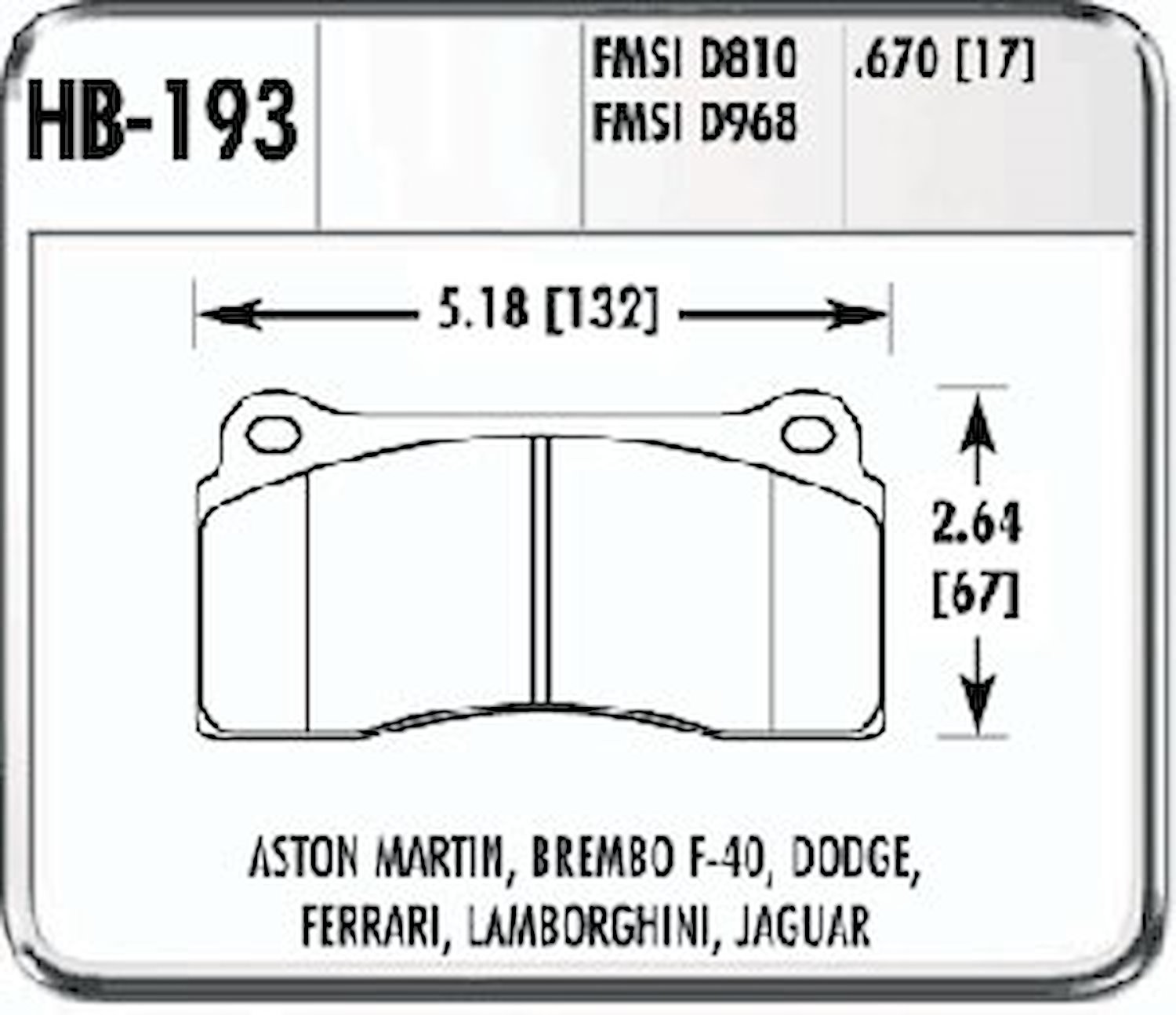 Hawk HB193F.670 Hawk Performance Brake BREMBO F-40 FERRARI JAGUA