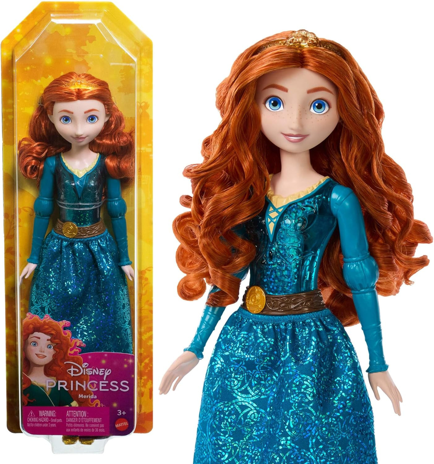Mattel  Merida Doll in Sparkling Fashion with Removable Skirt, Tiara and Shoes,