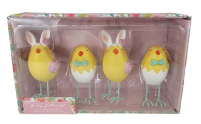 Spring Gatherings Set Of 4 Easter Chicks Boys & Girls Eggs Figurines Decor New