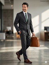 Classic Navy Blue Wool Blend Suit, 40R Jacket & 36R Waist & 31 Leg Trousers