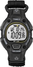 Timex Ironman 30-Lap Digital Watch Black Fabric Strap WR100M Indiglo T5K693