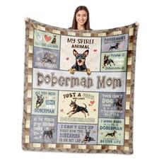 Doberman Gifts, Doberman Mom Throw Blanket 60"x50" Doberman-light Green