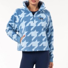 Rhoback Rivanna Fleece Pullover, XL, Bold Houndstooth-High Country Blue,Gorpcore