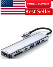 7-in-1 USB C Hub Multiport Type C Adapter For MacBook Pro/Air iPad Pro Laptop