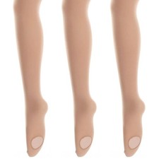3 Pairs Womens Girls Basic Convertible Transition Ballet Tights, 40-Denier Set