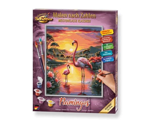 Schipper Malen Nach Zahlen Flamingos 24 X 30 Cm Sonnenuntergang Malset-image