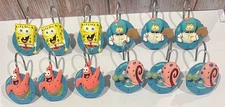 Vintage 2002 Spongebob Squarepants Patrick  Sandy & Gary 12 Shower Curtain Rings