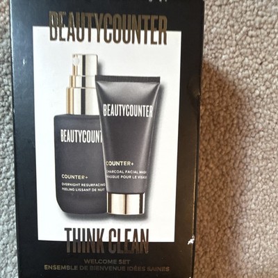 Beautycounter Counter+ Think Clean Set Peel & Charcoal Mask 0.5 oz AHA/BHA