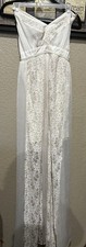 Madam Butterfly Maxi Ivory Crossback Chiffon & Lace Halter Size Small