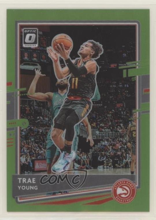 2020-21 Panini Donruss Optic Lime Green Prizm 56/149 Trae Young #2 pe8
