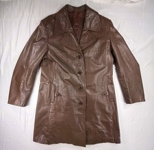 Vintage ECHTES LEDER Brown Leather Trench Coat Germany Clean Poetcore