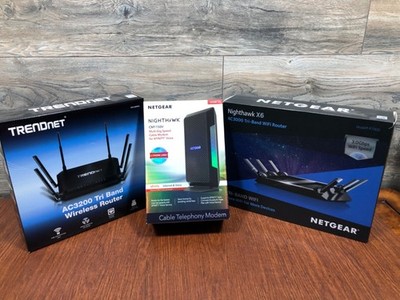 LOT of 3 NETGEAR & TRENDNET WiFi ROUTERS and CABLE MODEM with 2 PHONE LINE GREAT
