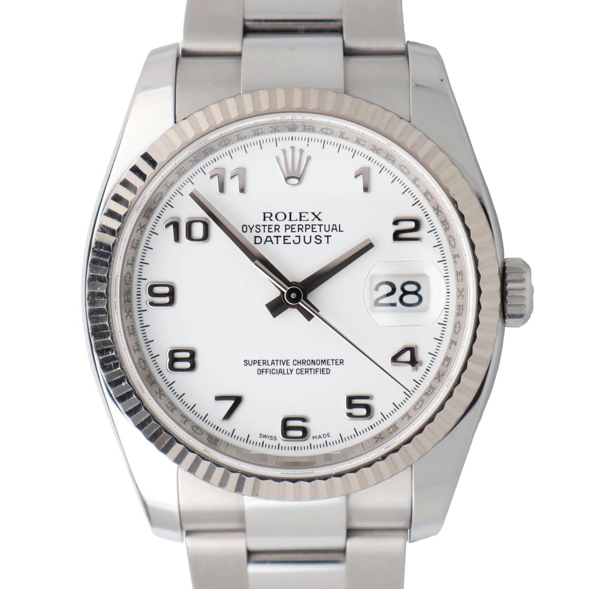 2012 Rolex 116234 Datejust 36mm Steel Roulette Date White Arabic