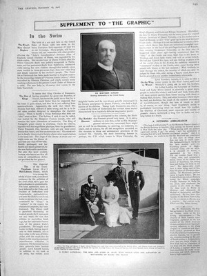 Alter antiker Druck 1906 Durand König Spanien Pelayo Schiff Louis Dewars Whisky 20.