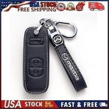 3 Button Leather Remote Key Fob Case Shell Cover For Mazda 3 6 CX-5 CX-7 Sty-A