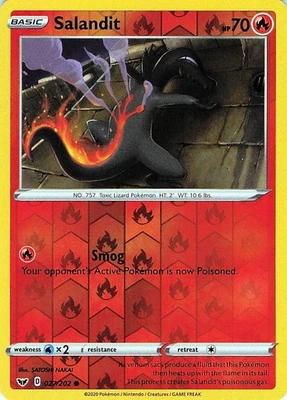Salandit 027/202 - REVERSE HOLO - SWSH01: Sword & Shield Base Set - NM - Image 1 of 2