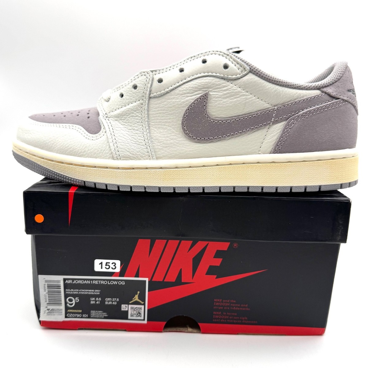 Size 9.5 - Air Jordan 1 Retro OG Low Atmosphere Grey for sale